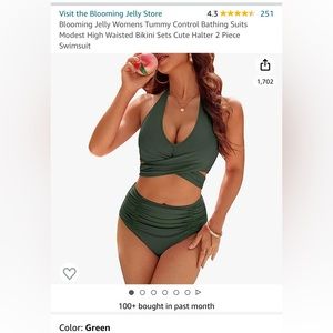 Tummy control high waisted bikini set